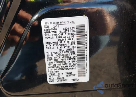 2011 Nissan Rogue S z USA, uszkodzony, nr VIN JN8AS5MV1BW291680